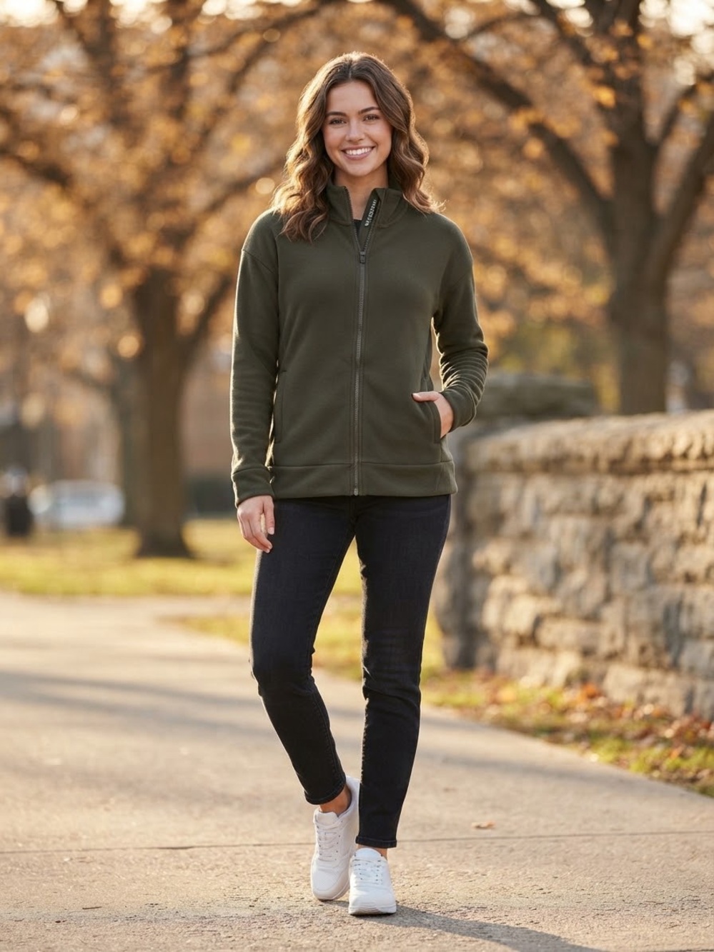 Mondetta Women's Full-Zip Jacket / Sweatshirt - Olive Green, Size Medium